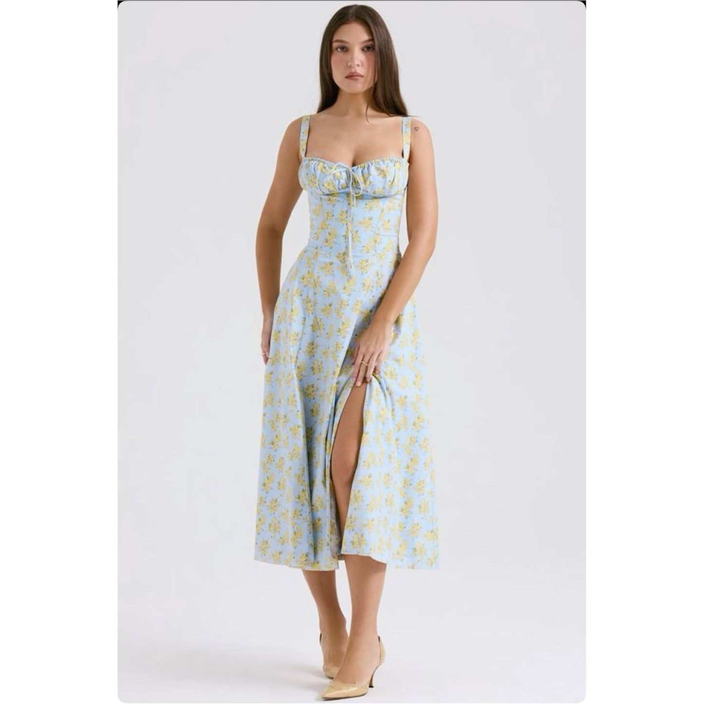 Floral Print Cotton Bustier Sundress.