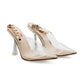Stiletto Ankle Strap High Heels clear Peep Toe Tie Up Shoes.