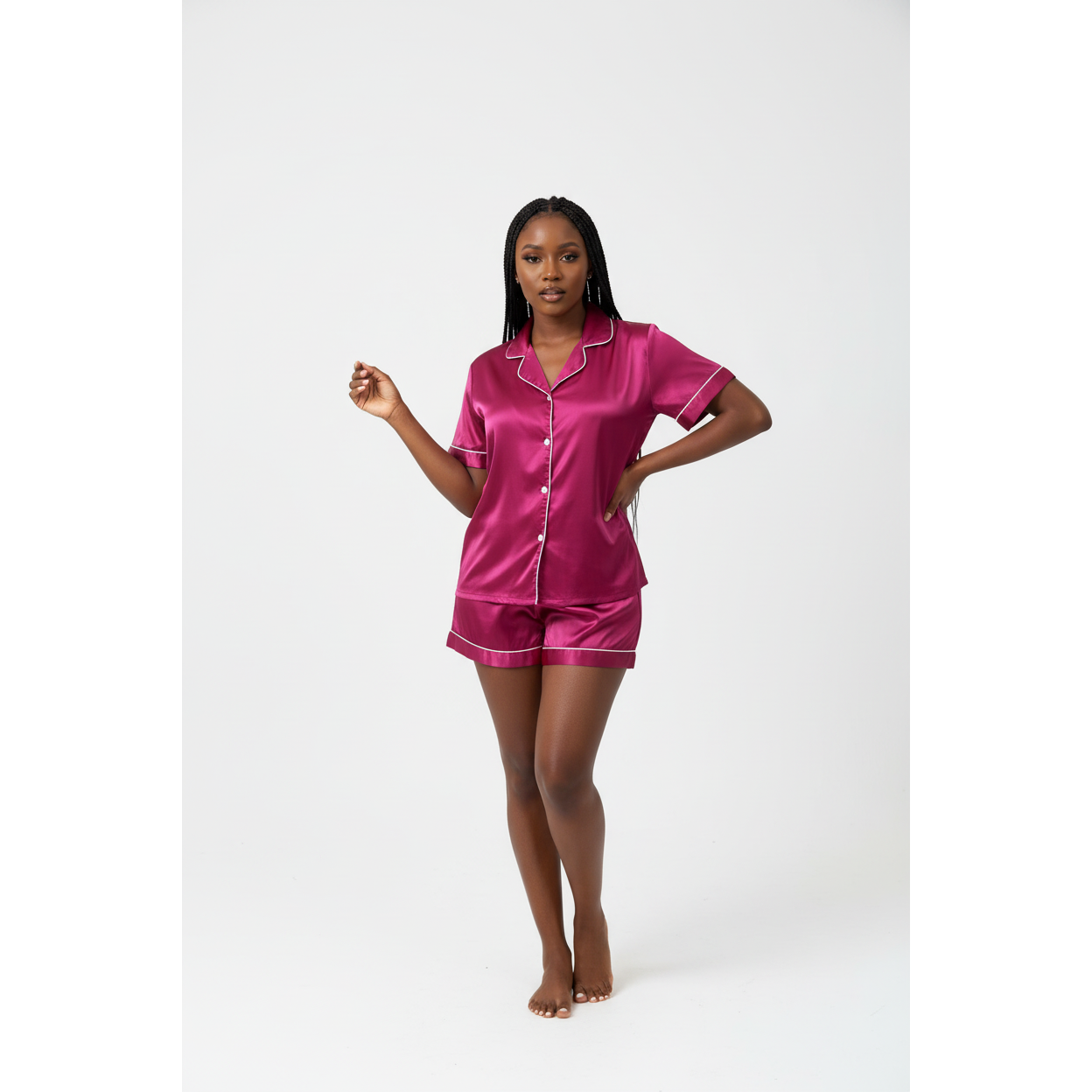 Short Silk Pajamas Set