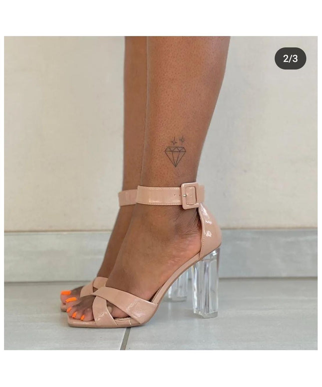 Vintage Ankle Strap Transparent Heels