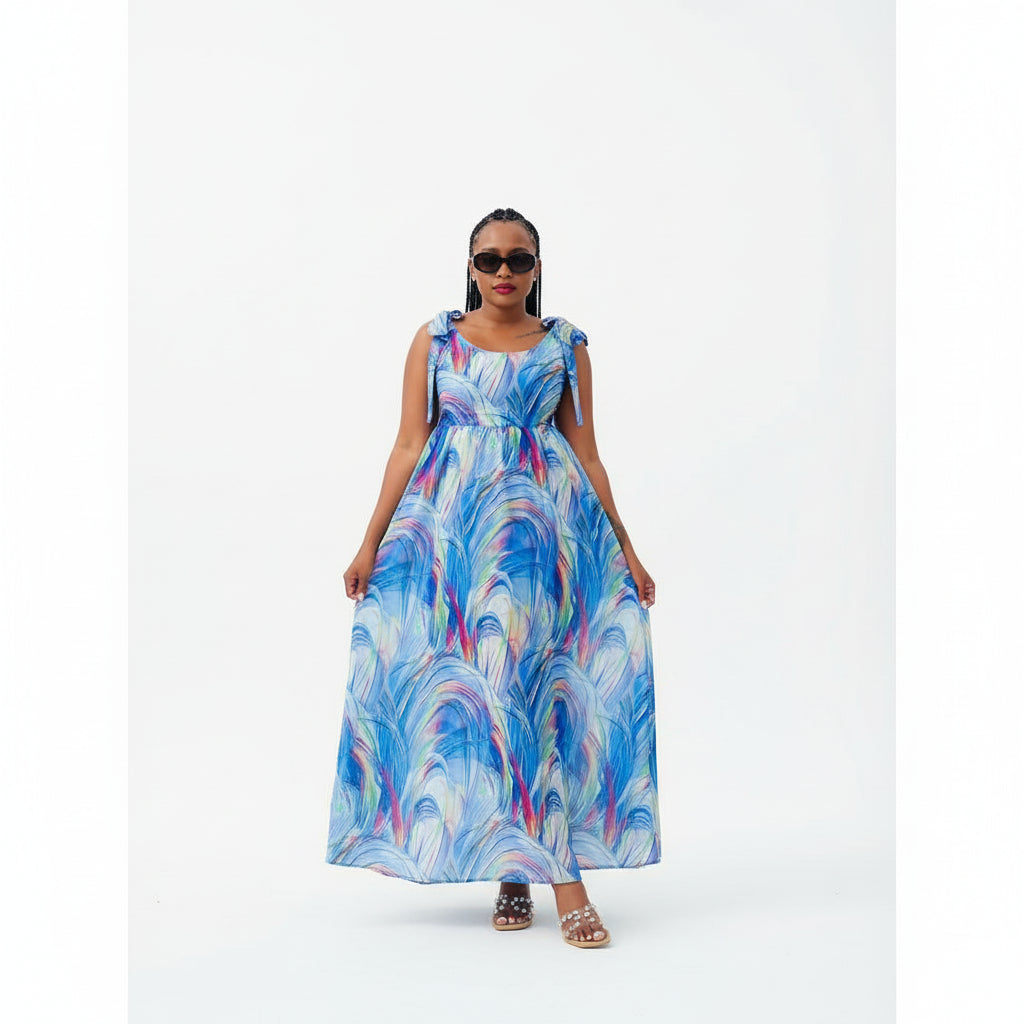 Round Neck Short Sleeve Floral Dress