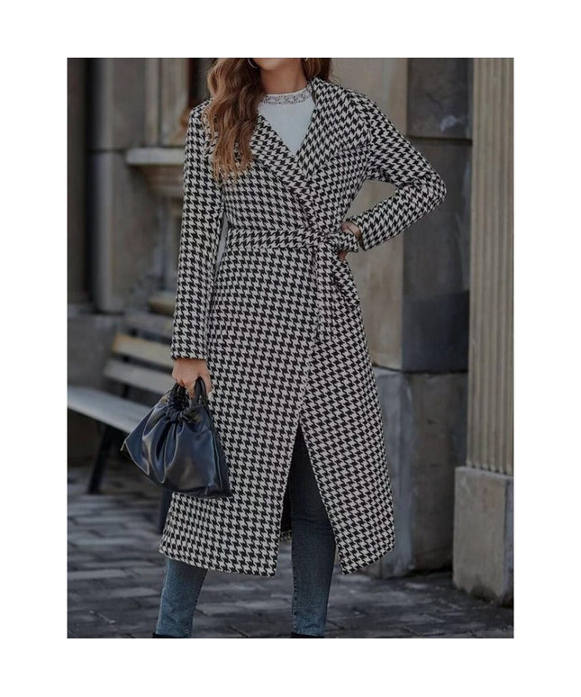 Plaid Print Belted Overcoat