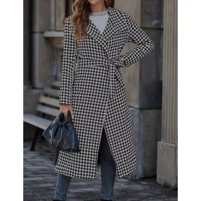 Plaid Print Belted Overcoat