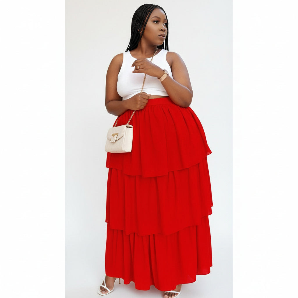 Pleated Patchwork Skirt