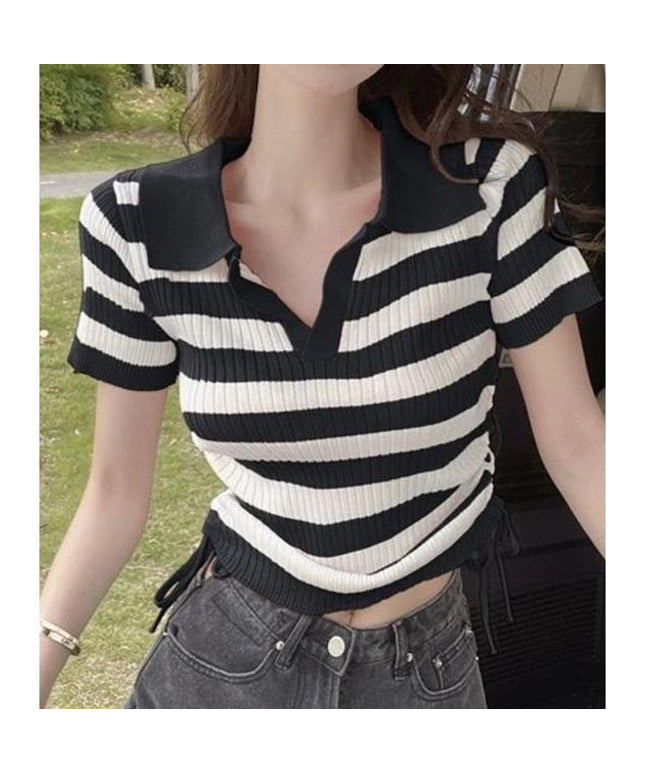 Sexy Striped Short Sleeve Top