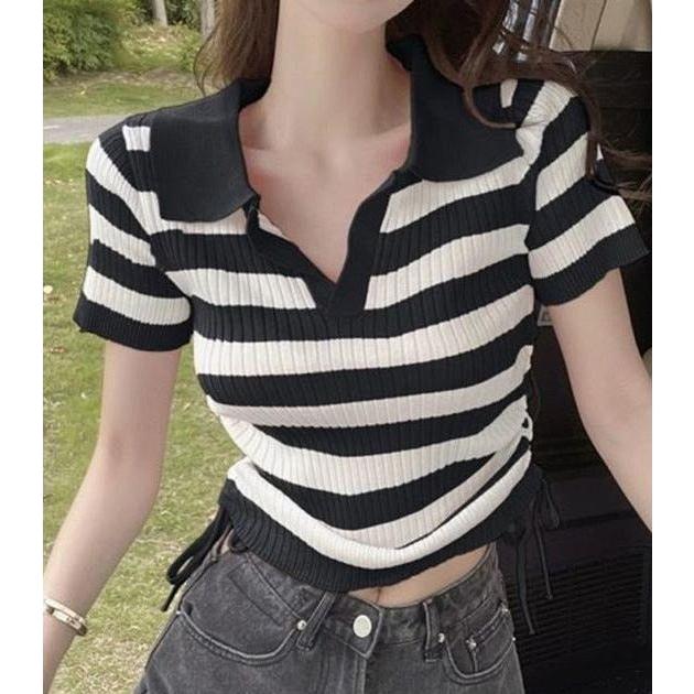 Sexy Striped Short Sleeve Top