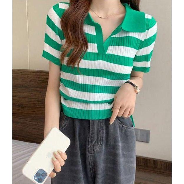 Sexy Striped Short Sleeve Top