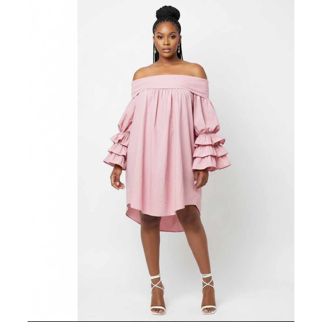 Off Shoulder Lantern Sleeves Dress