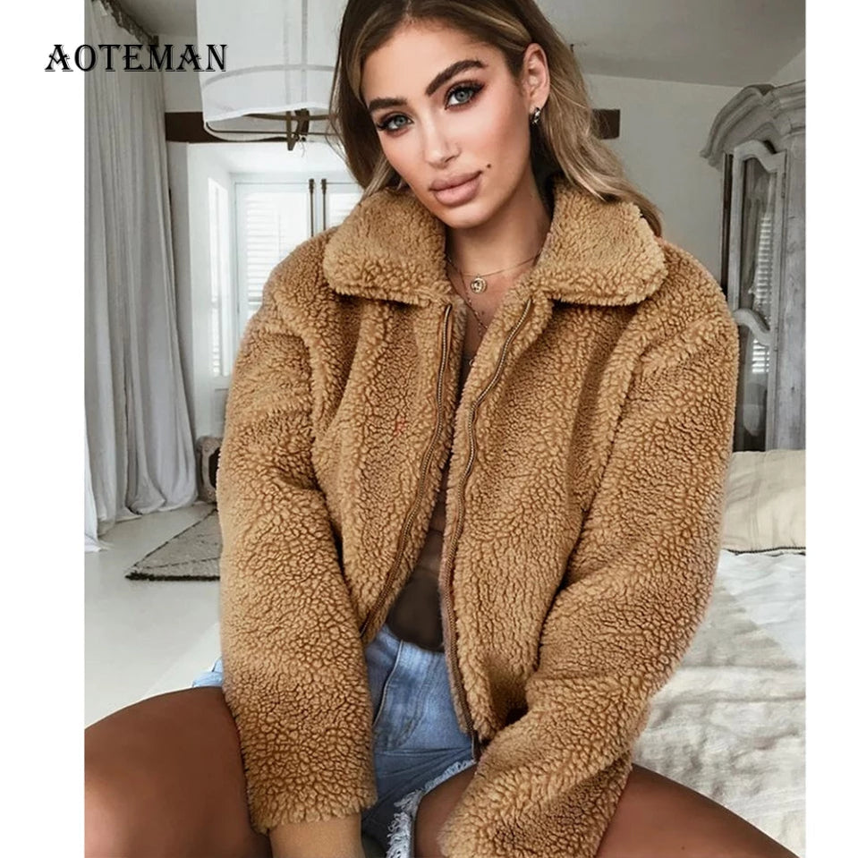 Short Zipper Teddy Coats — YELLOW SUB TRADING