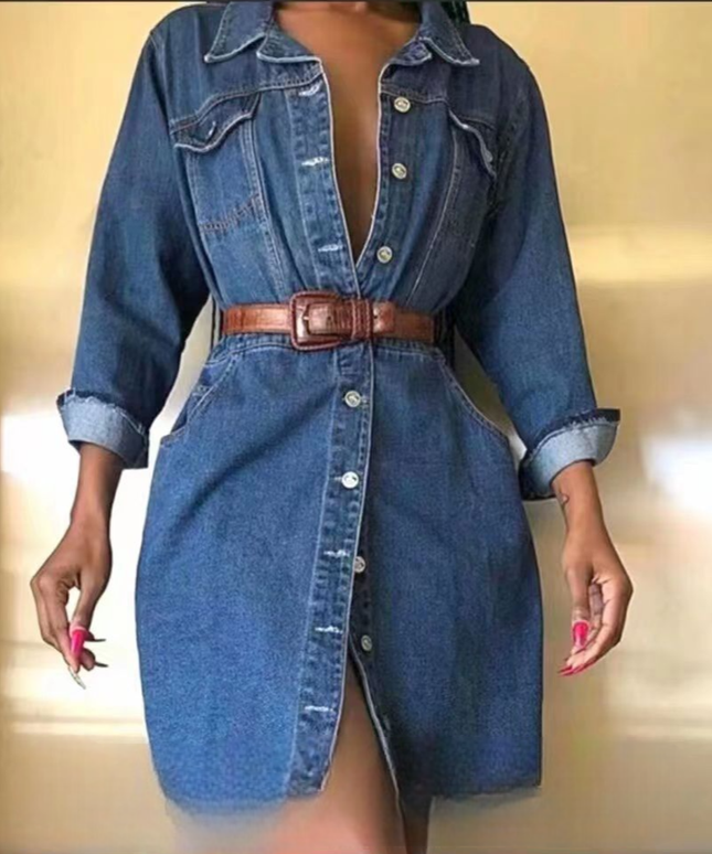 Buttoned Denim Cargo Dress main image 1