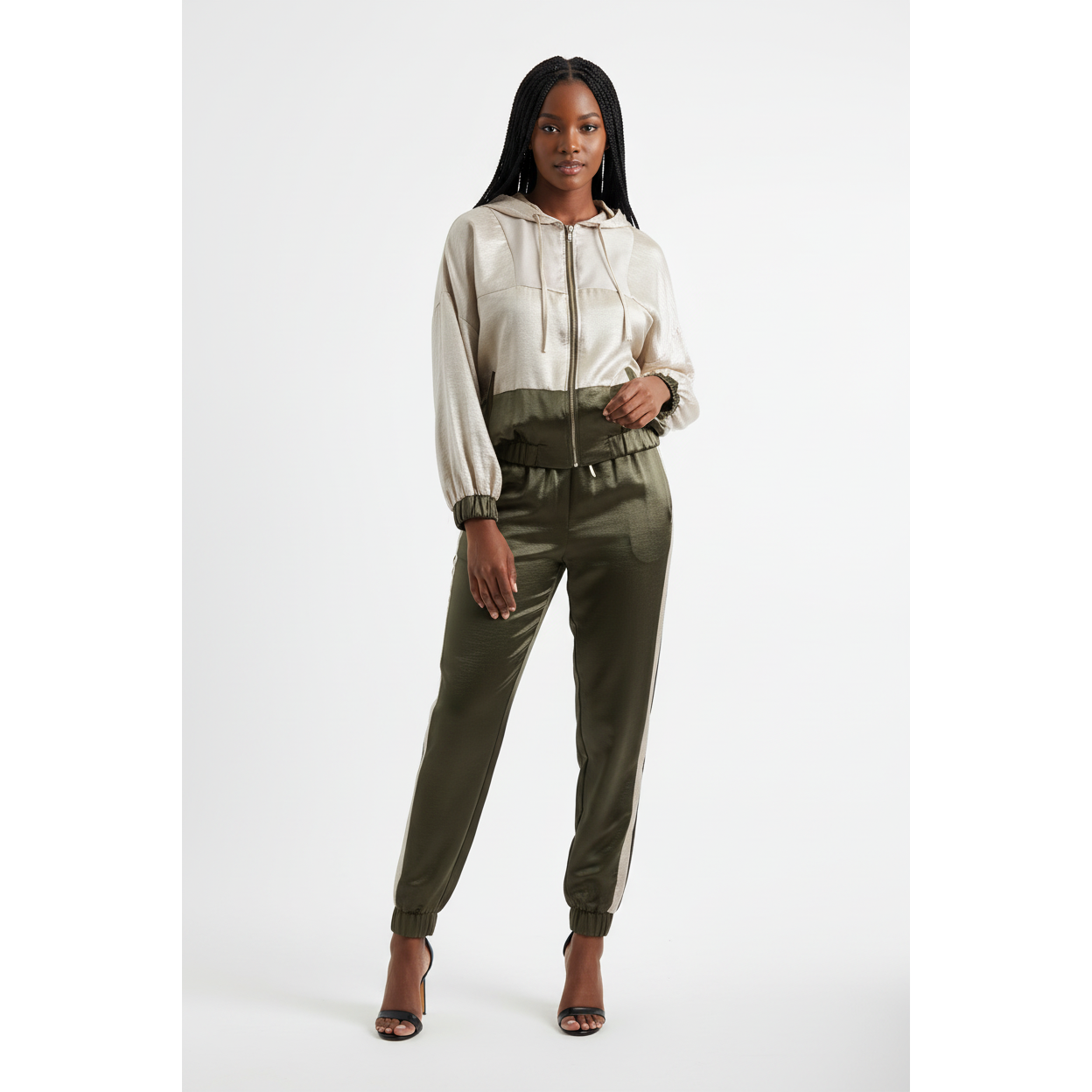 Metallic Satin Hooded Tracksuit