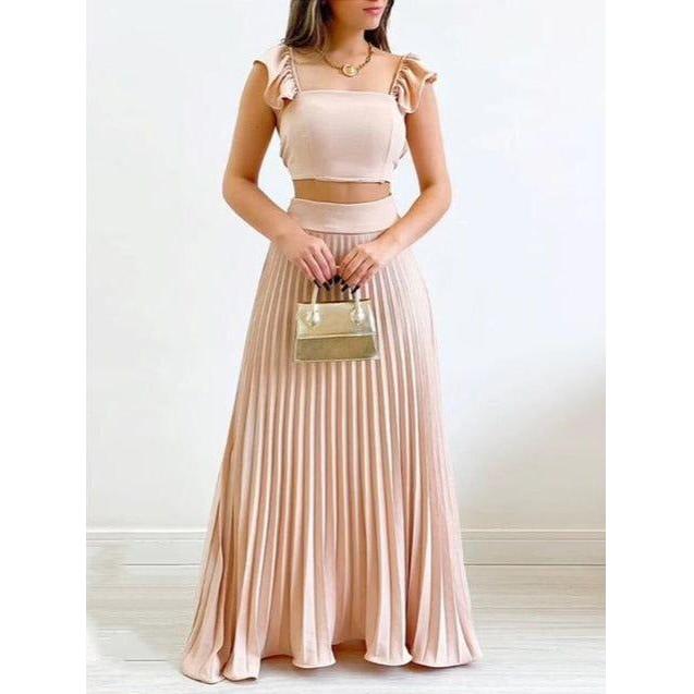 Square Neck Tank Top And Knotted Skirt Set main image 0