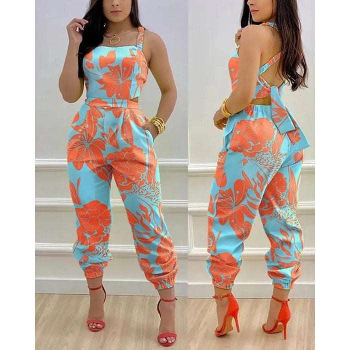 Multi Color Backless Sexy Jumpsuit