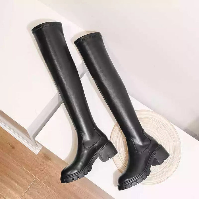 Warm Solid Thigh High Boots