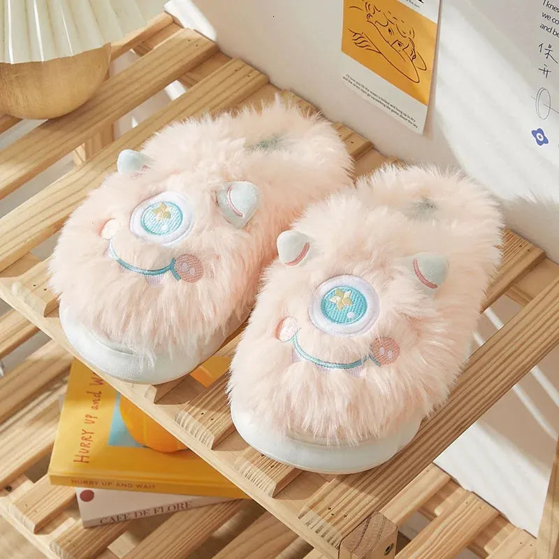 One-Eyed Elf Soft Fur Winter Slippers
