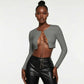 Chain Hollow Lace-up Crop Top