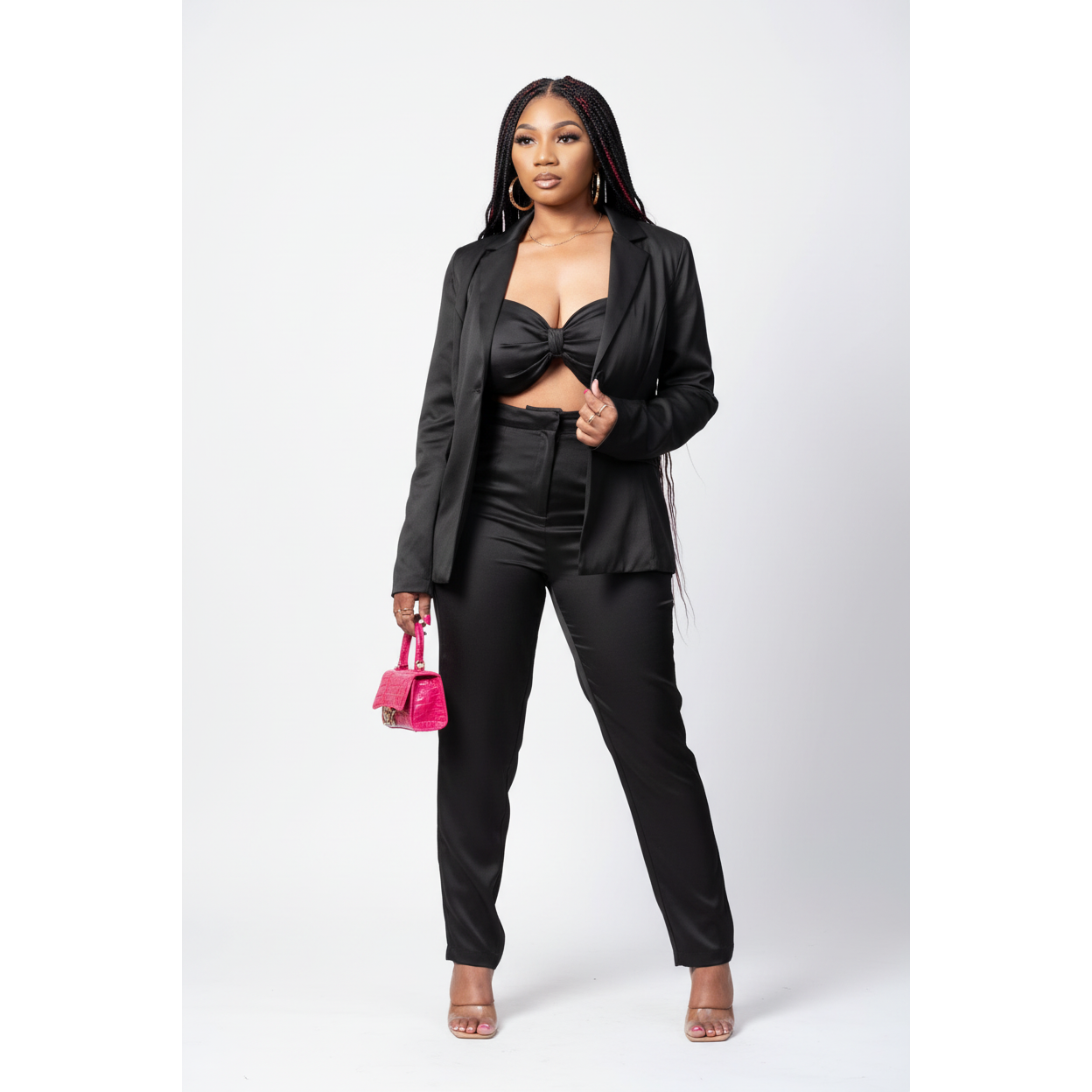 Elegant Solid Color Three Piece Outfit Set