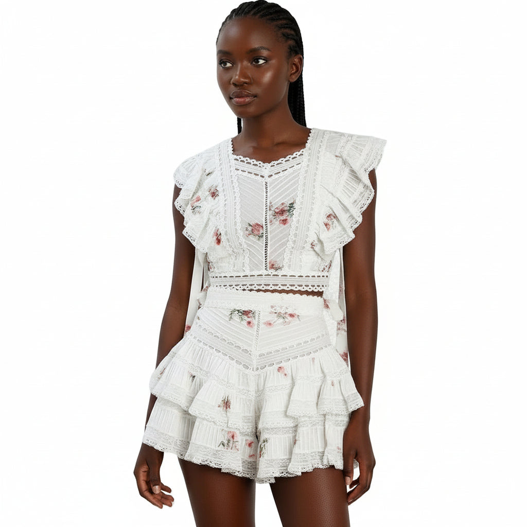 Lace Patchwork Two Piece Set