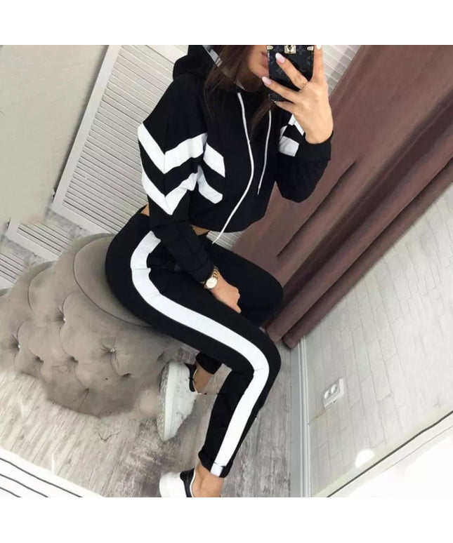 Long Sleeve Hooded Top and Pants Twin Set