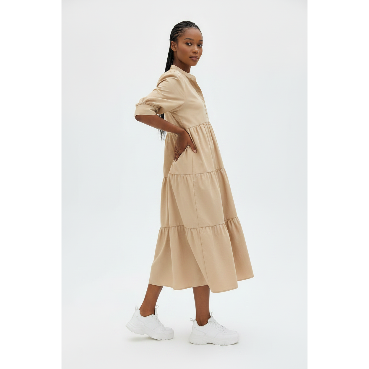 Puff Sleeve Loose Long Dress 