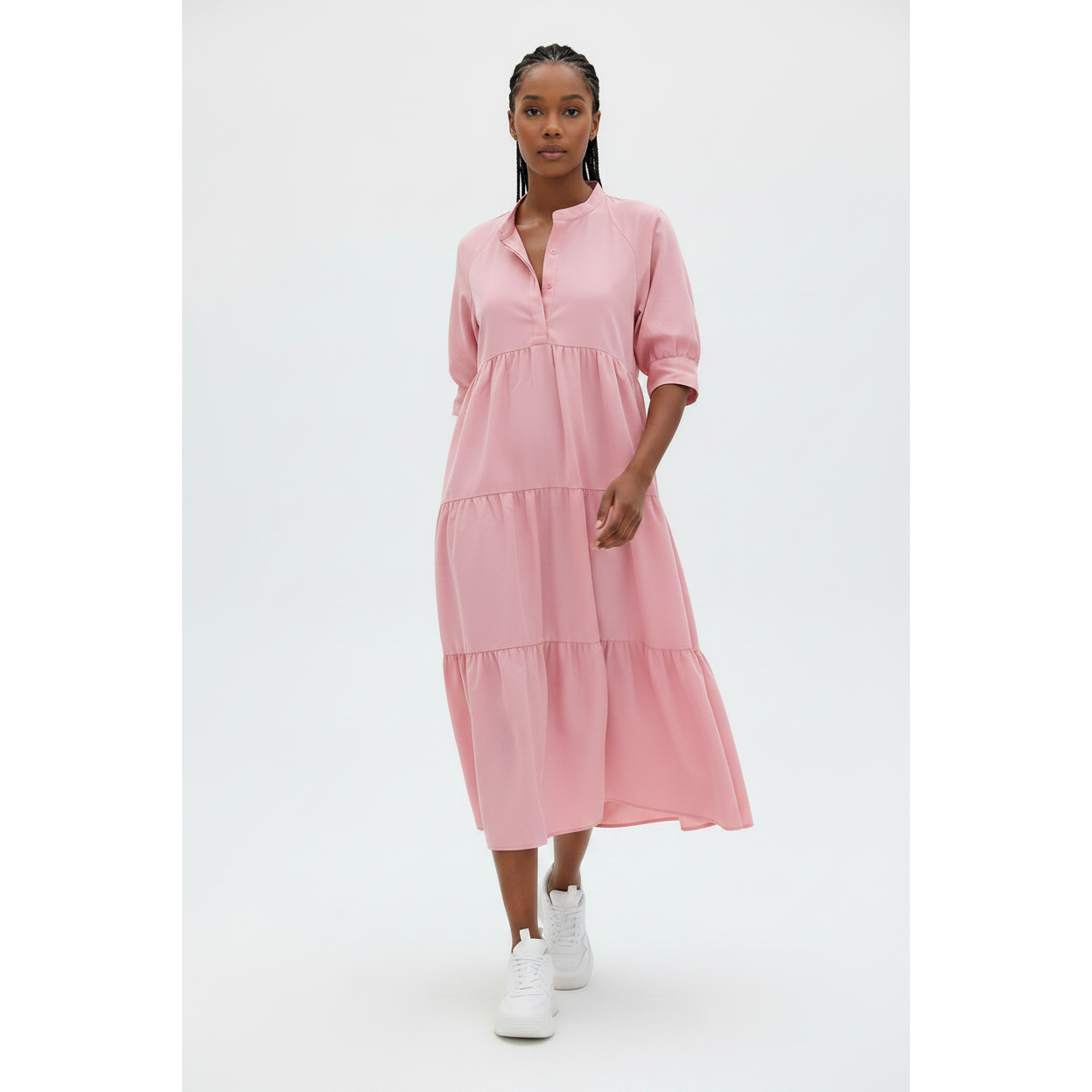 Puff Sleeve Loose Long Dress 