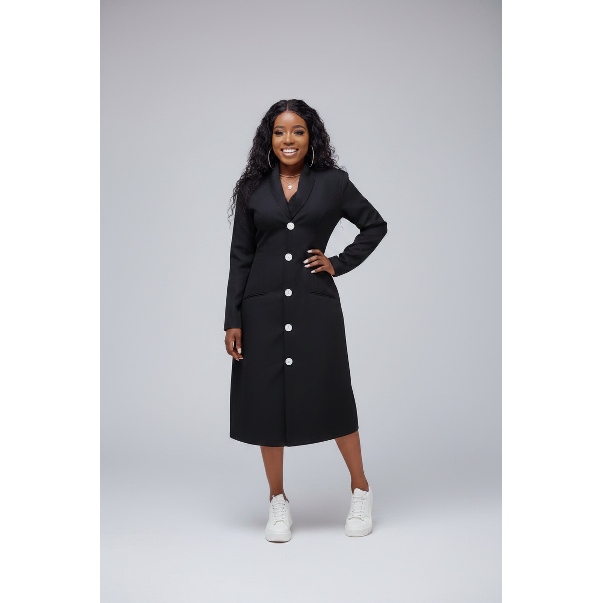 Long Sleeve Solid Color Dress