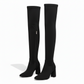 Suede Chunky Heel Thigh High Sock Boots