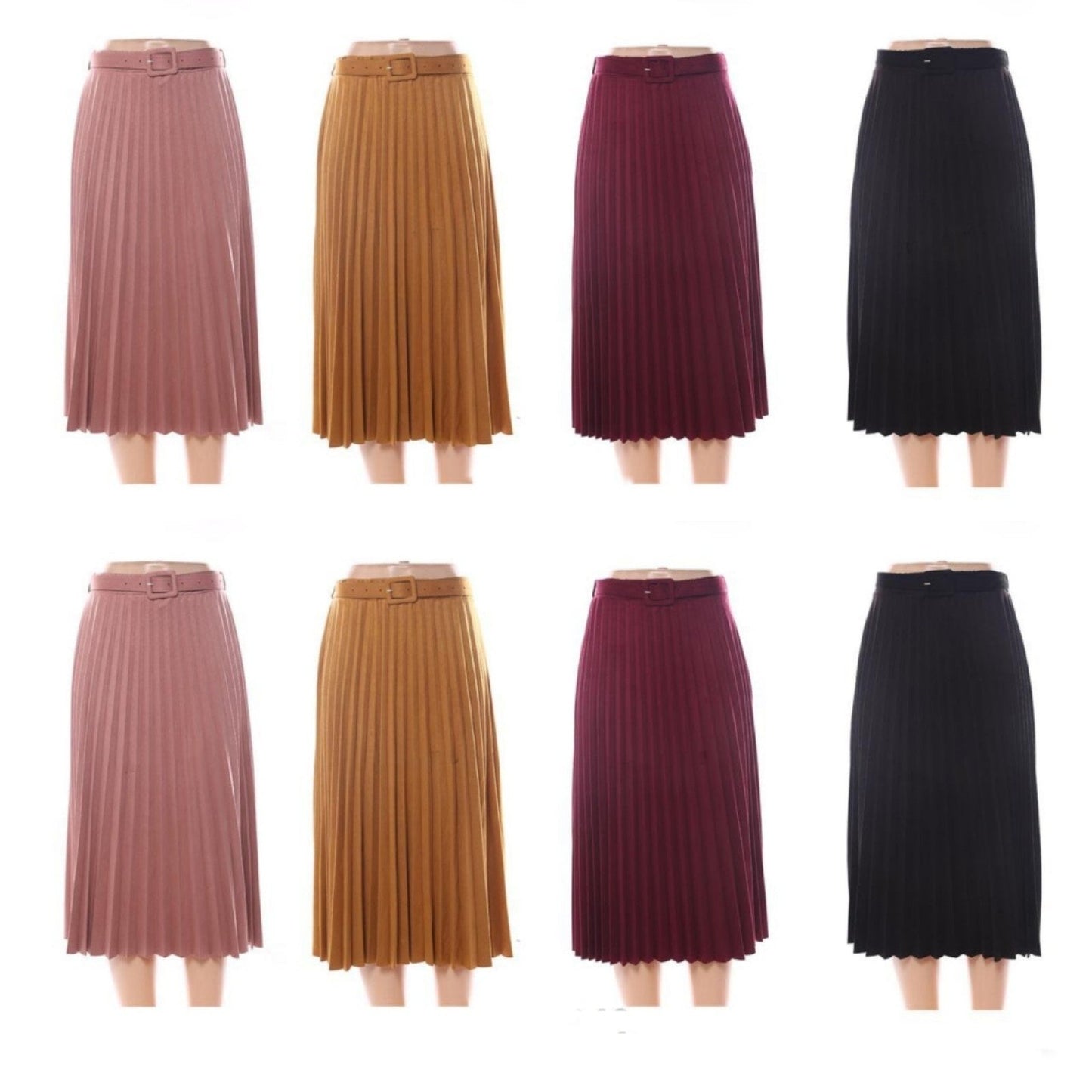 Suade Pleated Midi Skirts