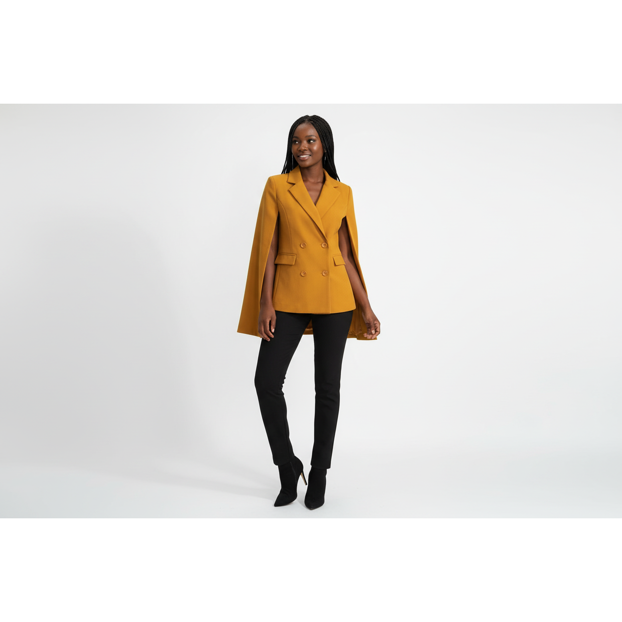 Double Breasted Cape Trench Coat