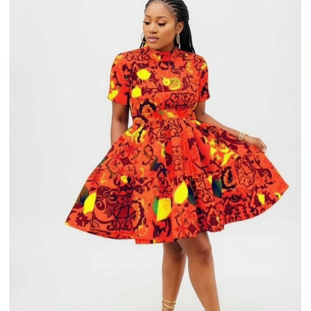 African Print Floral Dress