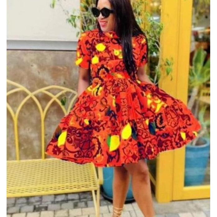 African Print Floral Dress