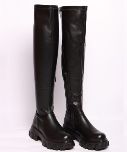 Warm Solid Thigh High Boots