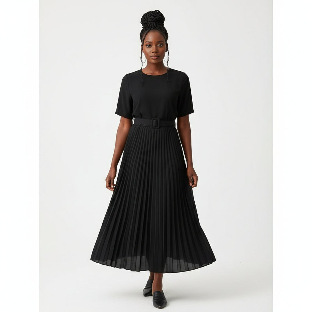 Suade Pleated Midi Skirts