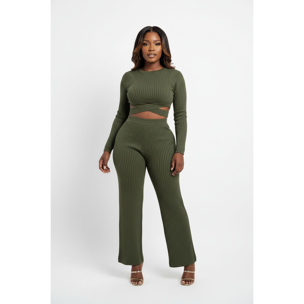 Vintage Knitted Turtleneck Top & Pant Set