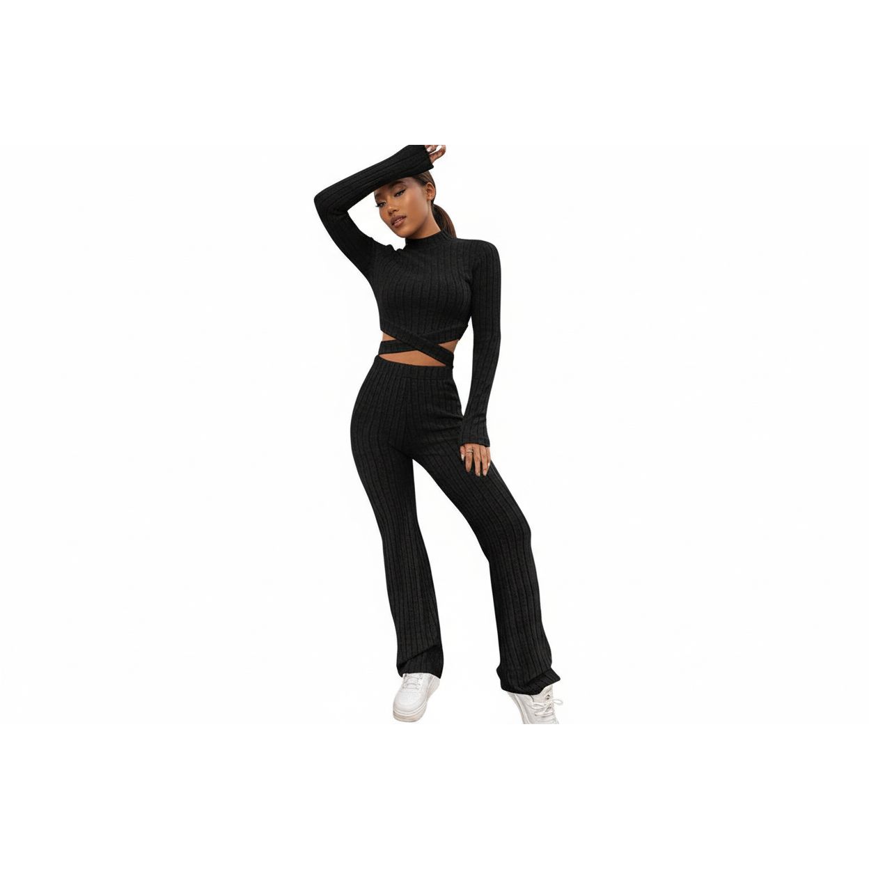 Vintage Knitted Turtleneck Top & Pant Set