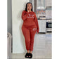 Heart-Shaped Printed Long-Sleeve Drawstring Pants Two-Piece Set