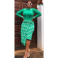 Turtleneck Top and Button Skirt Set
