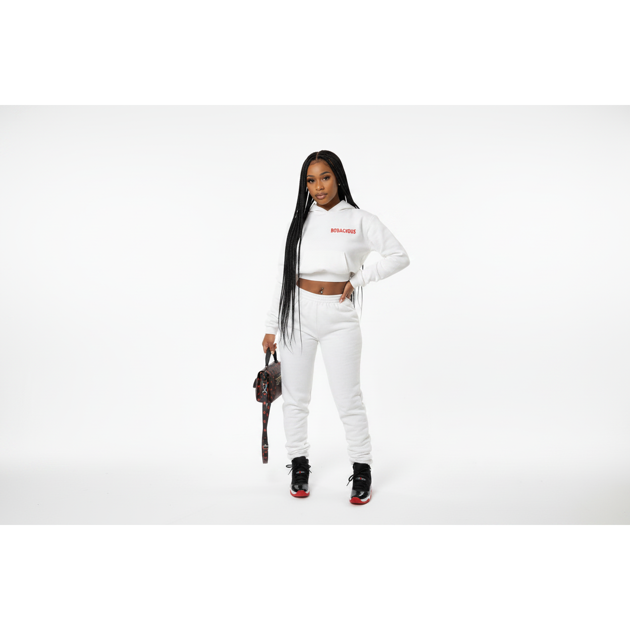 Women's Hooded Crop Top & Jogger Two-Piece Set