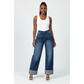 Blue High Waist Rhinestone Embellished Wide-Leg Jeans