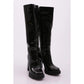 Long Glossy Thick Heel Boots