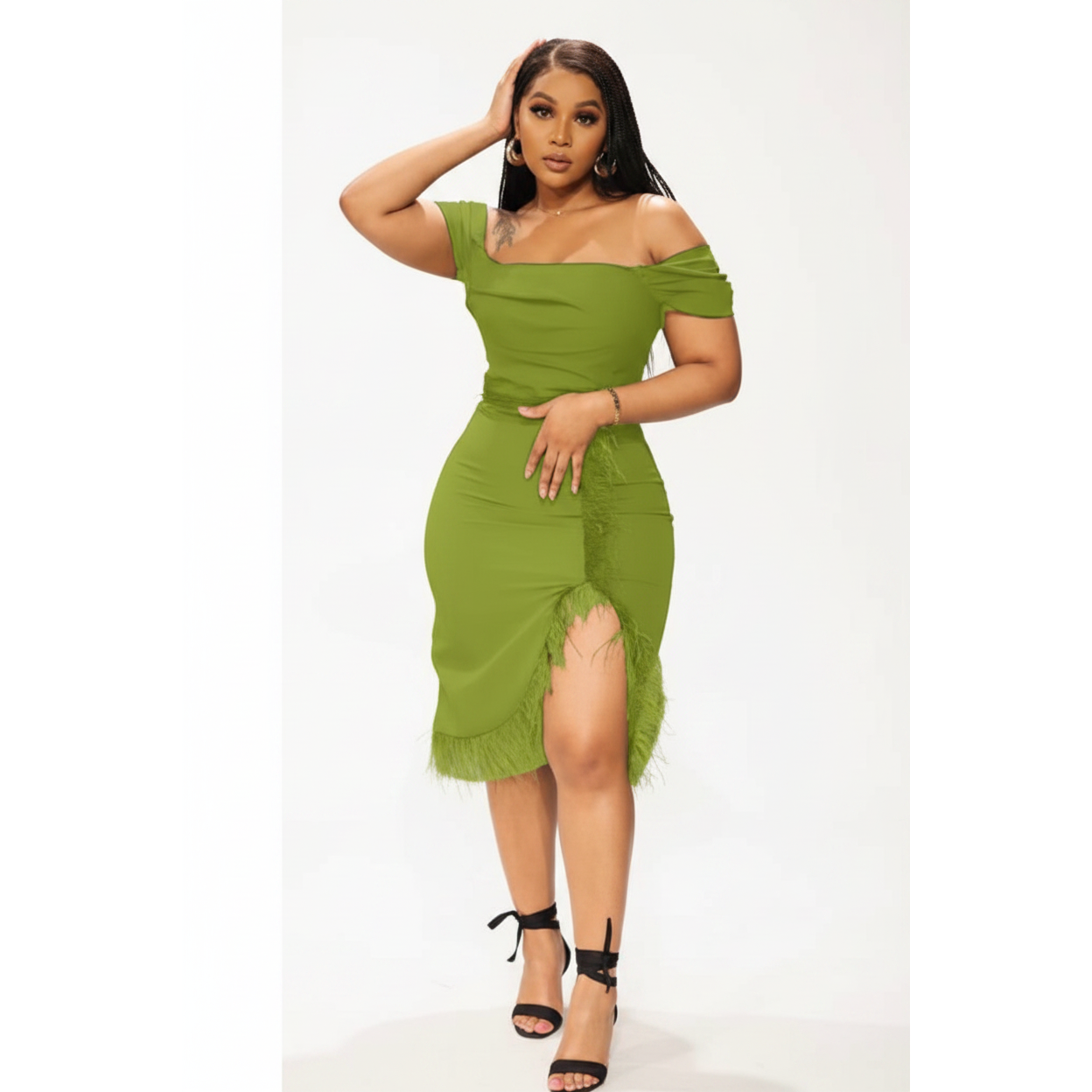 Off Shoulder Slit Dress