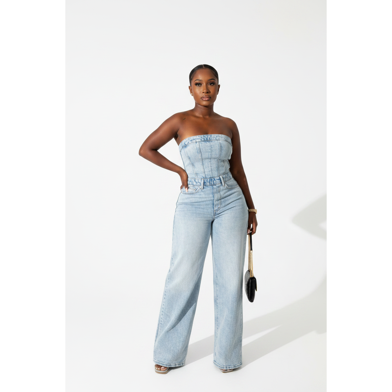 Denim Off Shoulder Jumpsuit