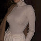 Ribbed Knit Bodysuit Turtleneck
