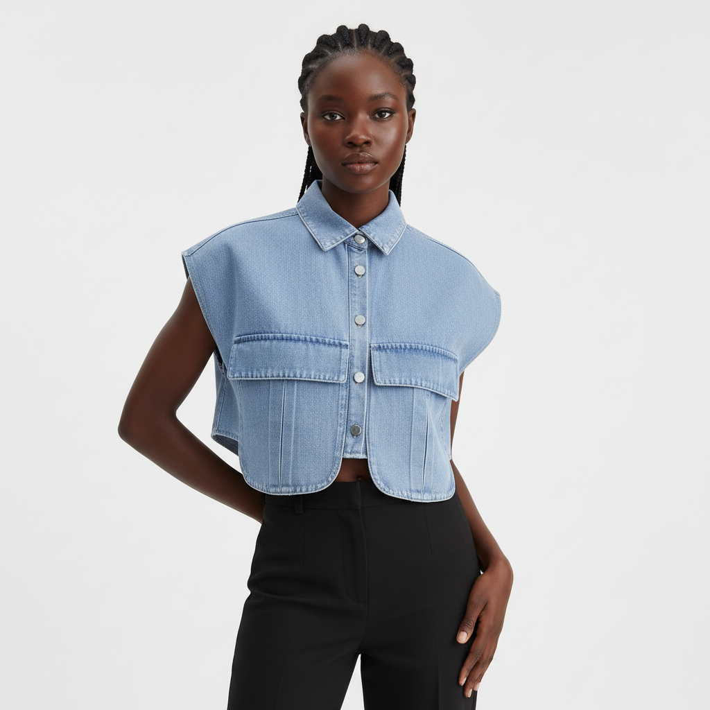 Denim Short Sleeve Shirt.