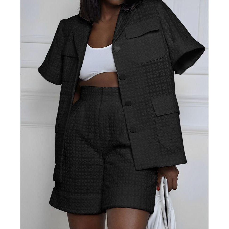 Sexy Buttoned Short Sleeve and Pant Set