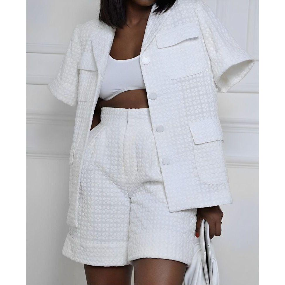 Sexy Buttoned Short Sleeve and Pant Set