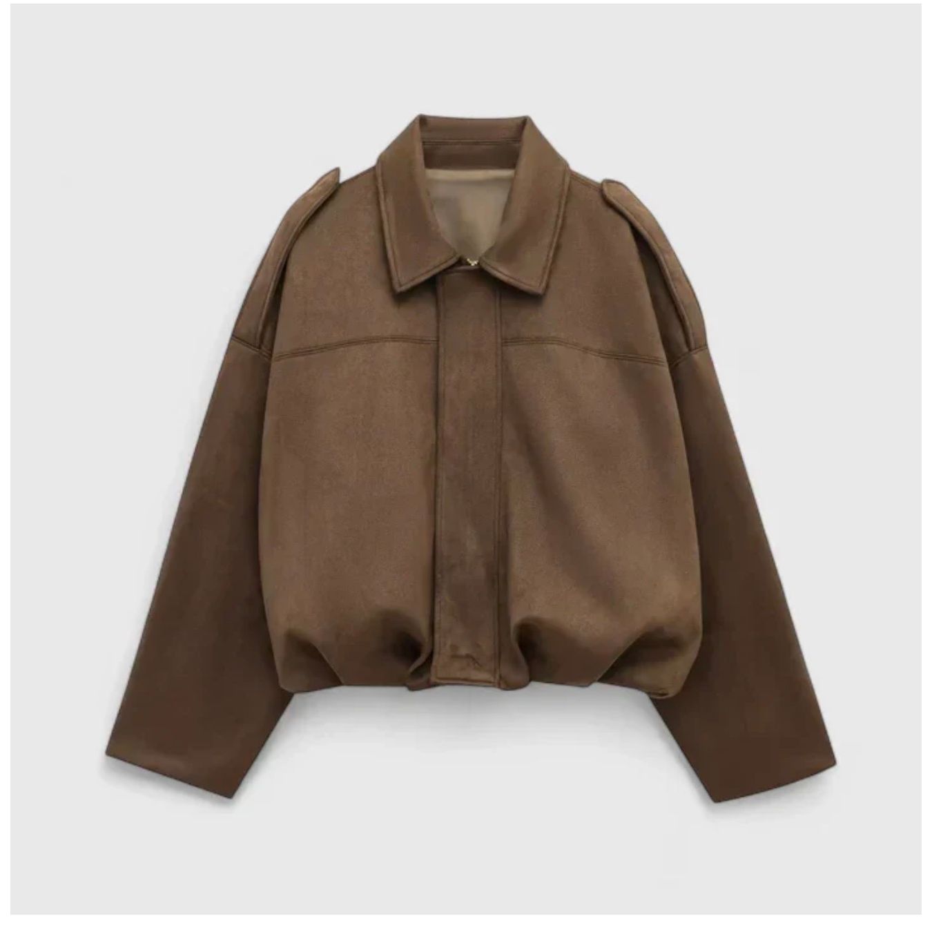 Trendy Oversized Faux Suede Bomber Jacket