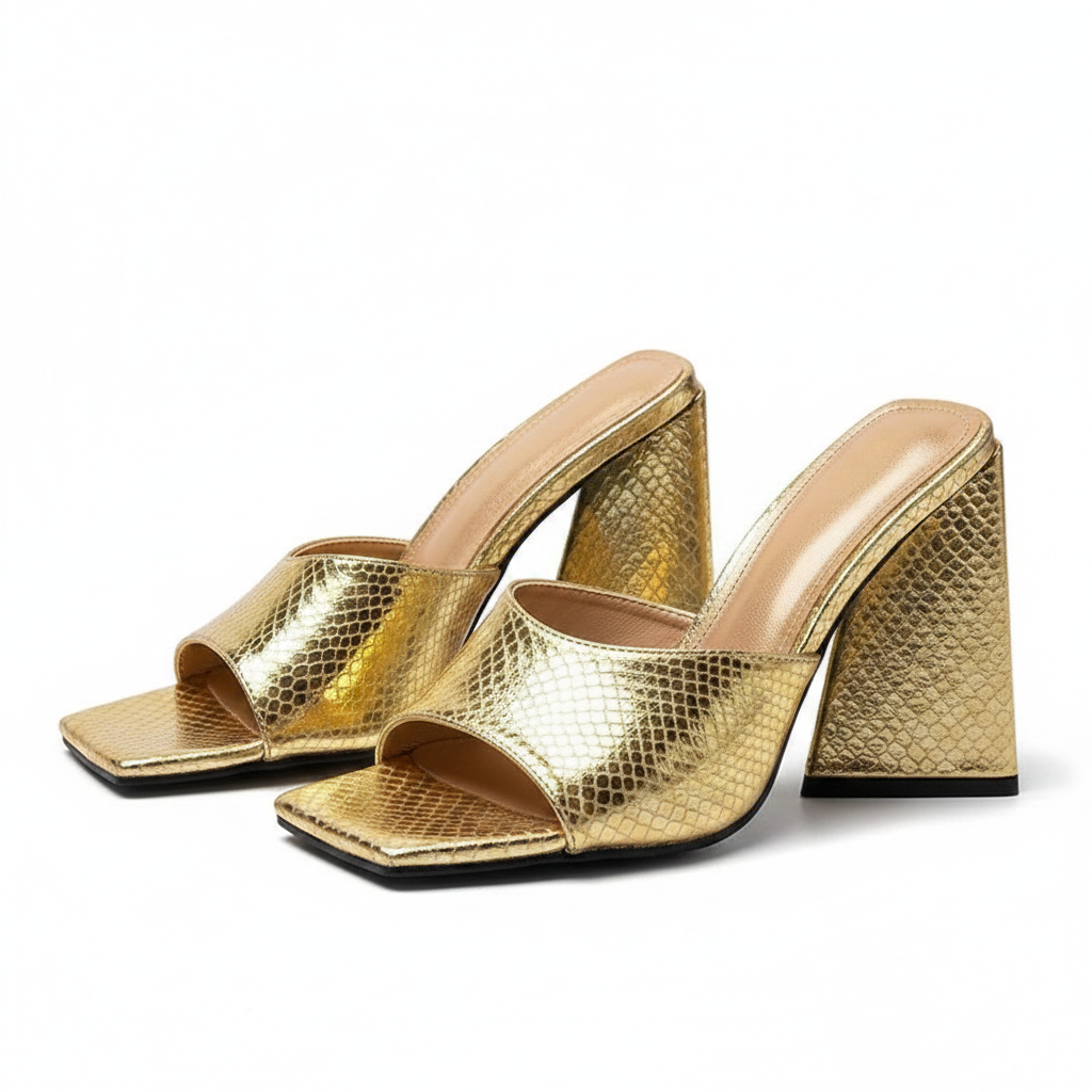 Women's Lazy Slip-On Square Heel Open Toe Sandal