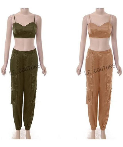 Casual Solid Color Top and Pant Set