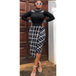 Turtleneck Top and Button Skirt Set